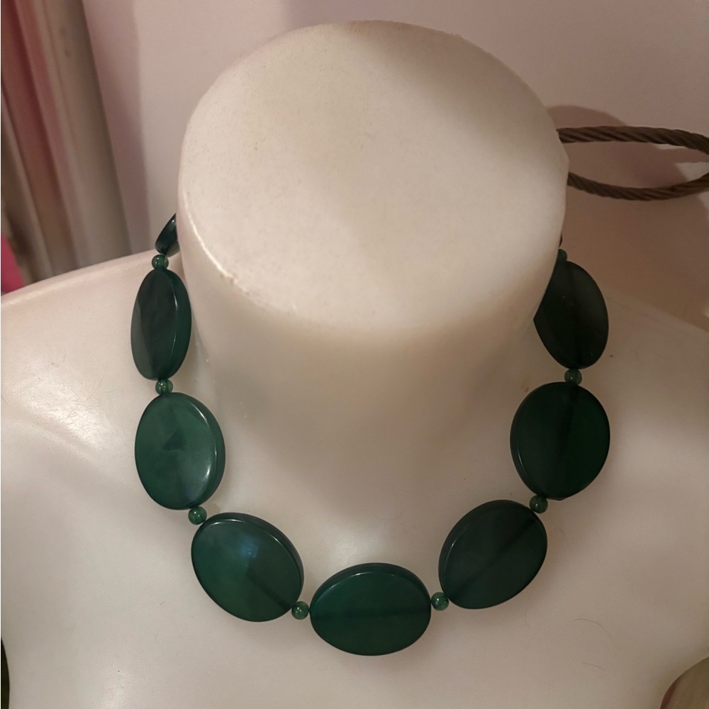 2/$20 1970s Vintage Lucite Green Necklace.